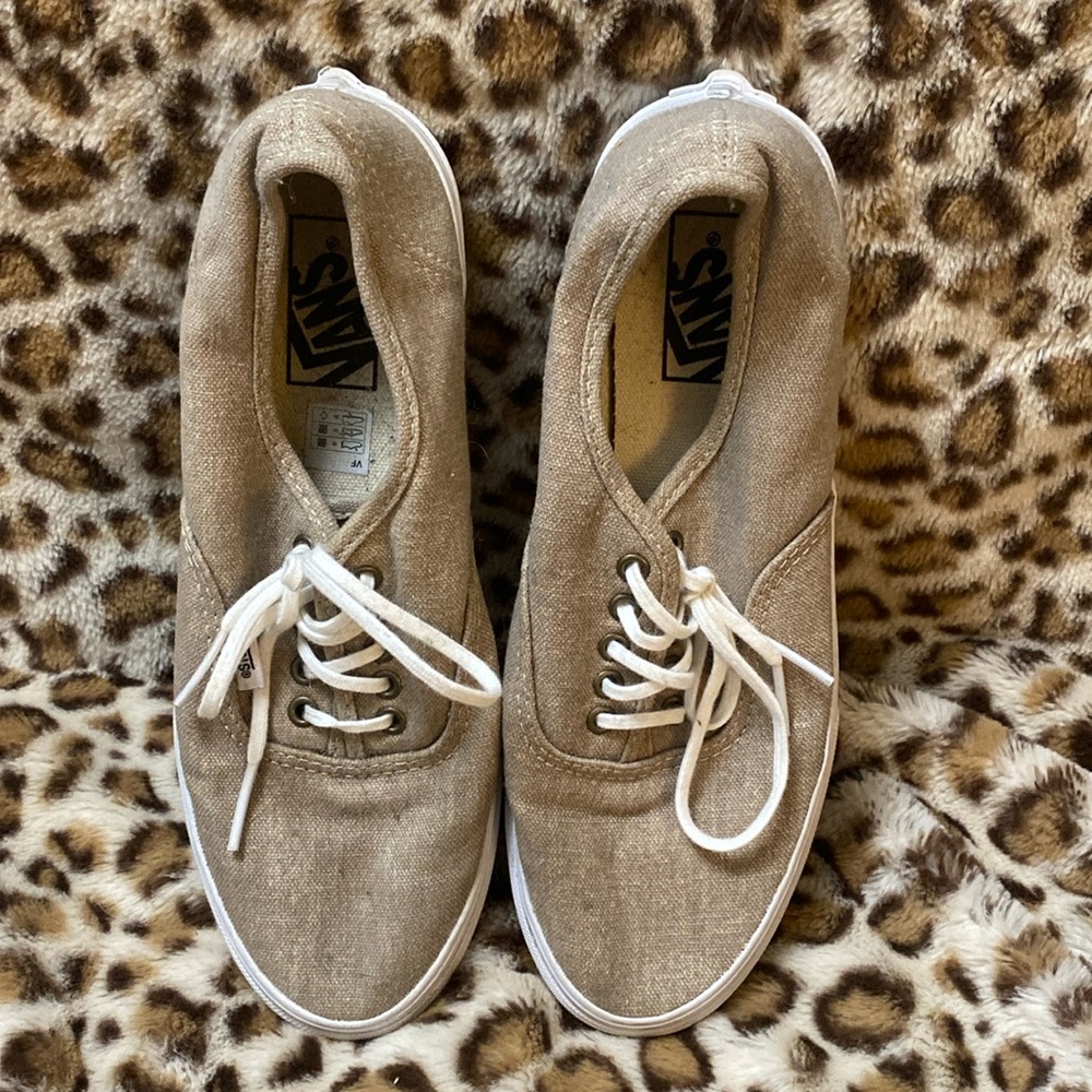 Vans Authentic Low Top Khaki Canvas Shoes, Mens 7.5/Womens 9